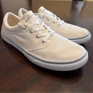 Eddie Bauer White Canvas Lace-Up Sneakers-EUC